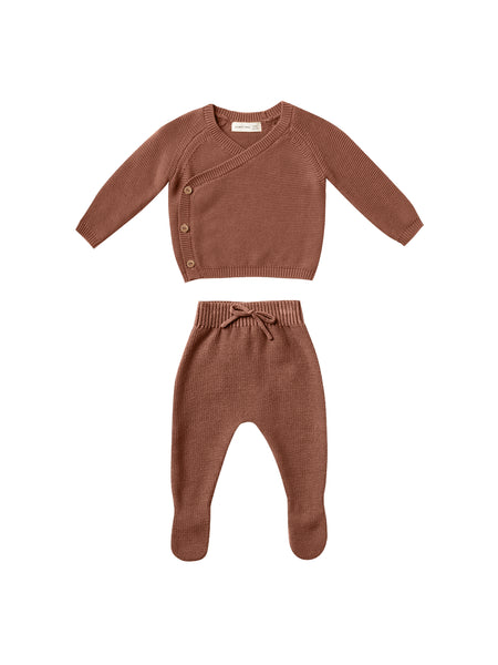Quincy Mae Clay Knit Wrap Top+Pant Set