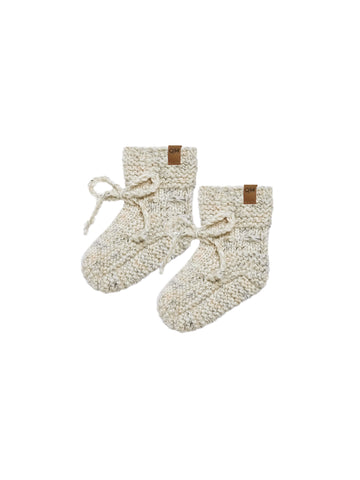 Quincy Mae Natural Speckled Knit Booties