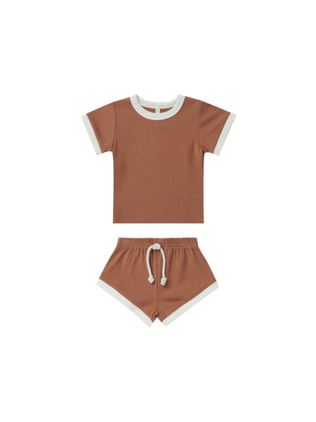 Quincy Mae Amber Ribbed Shortie Set