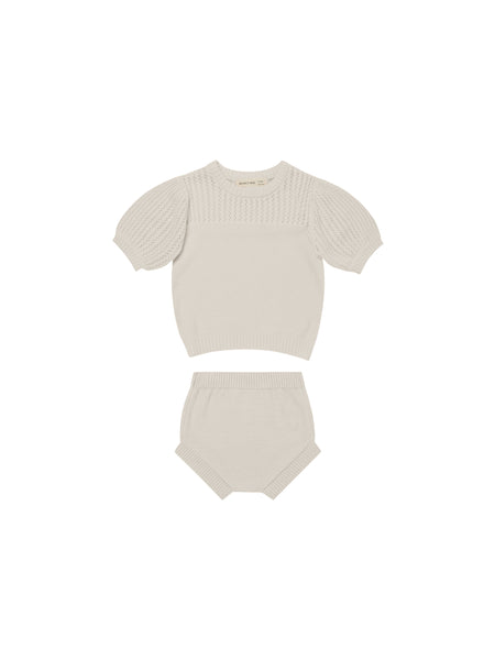 Quincy Mae Natural Pointelle Knit Set
