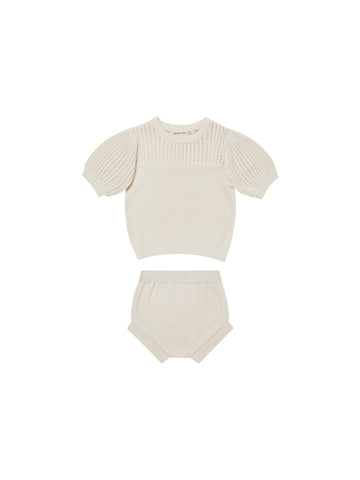Quincy Mae Ivory Pointelle Knit Set