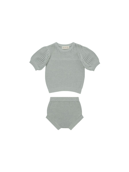 Quincy Mae Sky Pointelle Knit Set