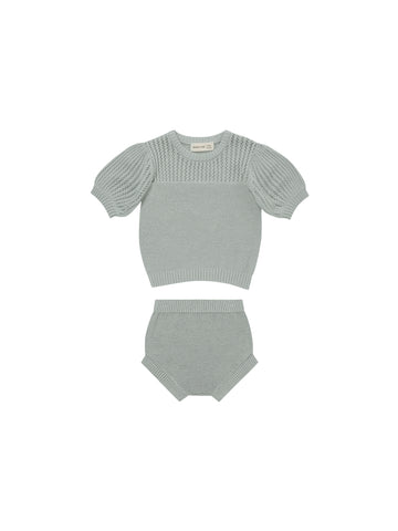 Quincy Mae Sky Pointelle Knit Set