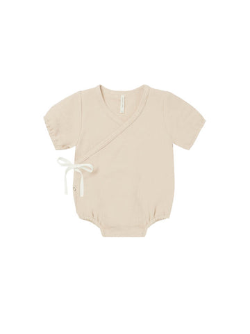 Quincy Mae Natural Woven Wrap Romper