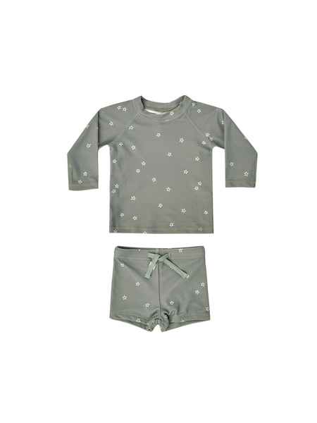 Quincy Mae Sea Green Boys Rashguard Swim Set