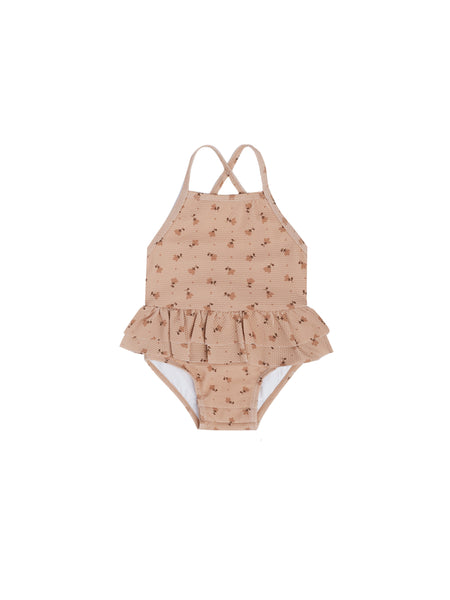 Quincy Mae Apricot Tulips Ruffled Swimsuit