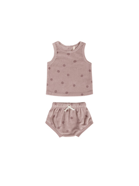Quincy Mae Lilac Dots Terry Tank Set