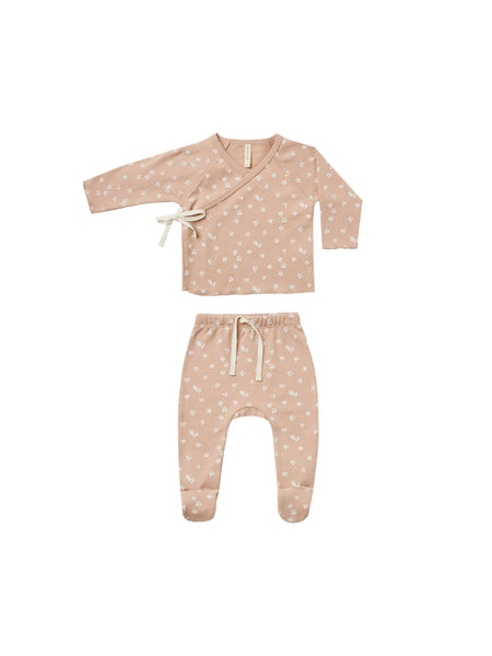 Quincy Mae Blossom Petal Kimono Top + Footed Pant Set