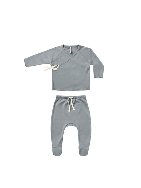 Quincy Mae Ocean Kimono Top + Footed Pant Set