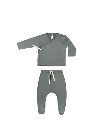 Quincy Mae Dusk Wrap Top + Footed Pant Set