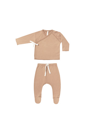 Quincy Mae Blush Wrap Top + Footed Pant Set