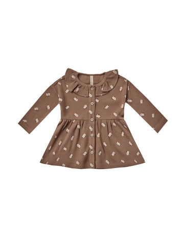 Quincy Mae Cocoa Floral Waffle Button Dress