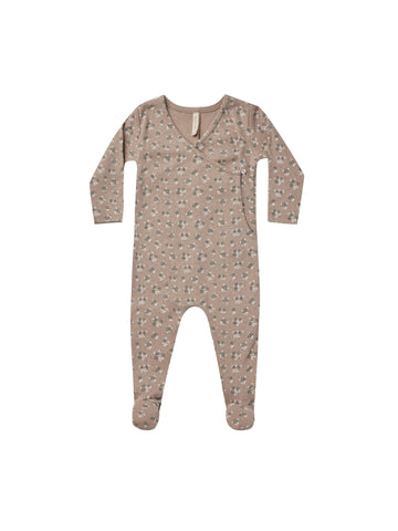 Quincy Mae Truffle Floral Pointelle Wrap footie