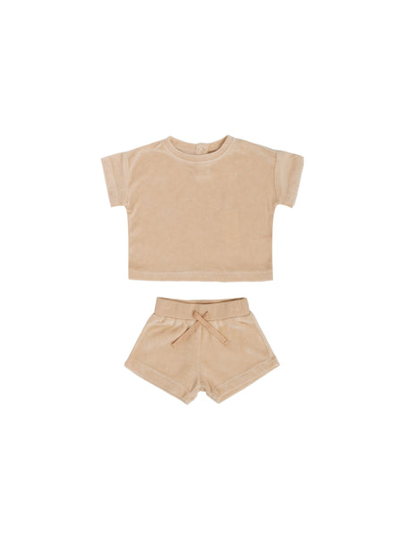 Quincy Mae Apricot Terry Tee + Short Set