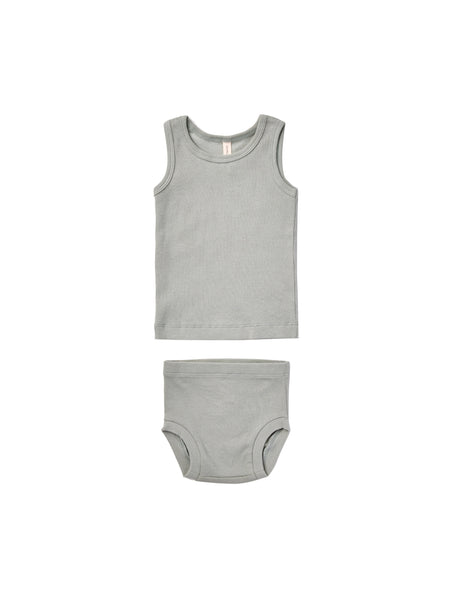 Quincy Mae Sky Ribbed Tank + Bloomer Set