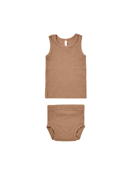 Quincy Mae Clay Ribbed Tank + Bloomer Set