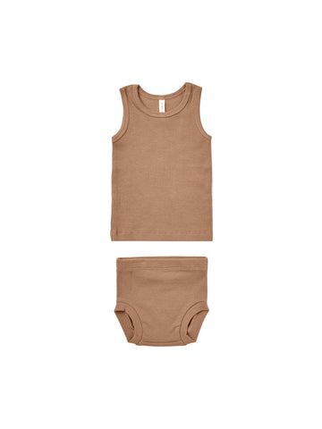 Quincy Mae Clay Ribbed Tank + Bloomer Set