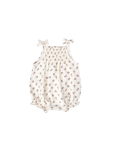 Quincy Mae Ivory Daisy Smocked Woven Romper