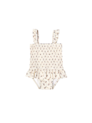 Quincy Mae Ivory Daisy Smocked Swimsuit