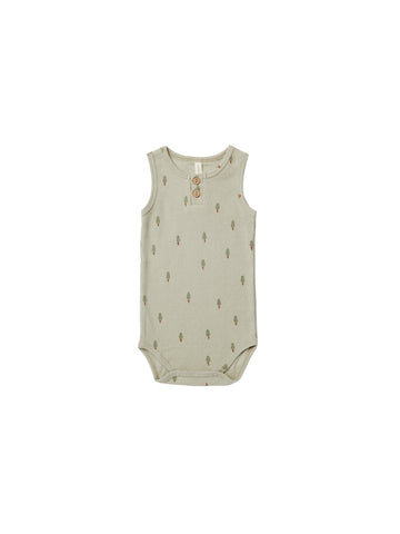 Quincy Mae Pistachio Trees Henley Bodysuit