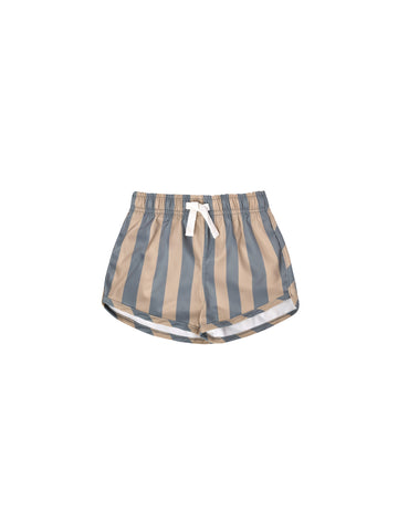 Quincy Mae Ocean + Latte Stripe Boys Swim Shorts