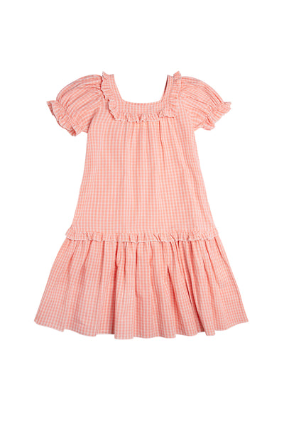 The New Society Coral Check Rachel Dress