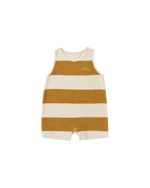 Rylee & Cru Gold Stripe Terry Sleeveless Romper