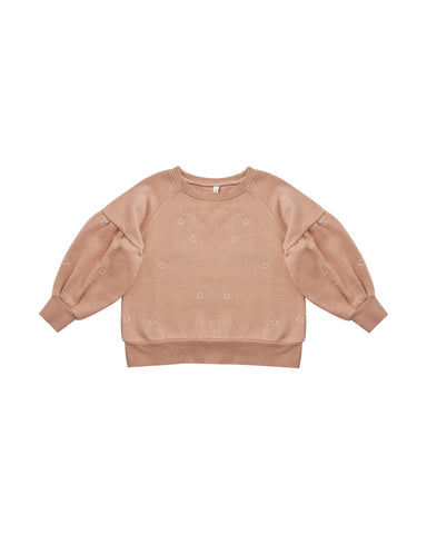 Rylee & Cru Dusty Rose Stars Puff Sleeve Sweatshirt