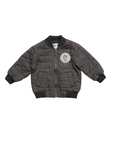 Rylee & Cru Charcoal Quilted Bomber Jacket