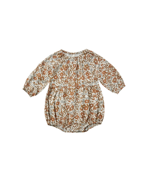 Rylee & Cru Beige Bloom Longsleeve Bubble Romper