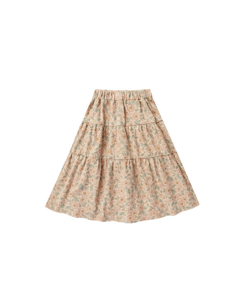 Rylee & Cru Blush Floral Tiered Midi Skirt