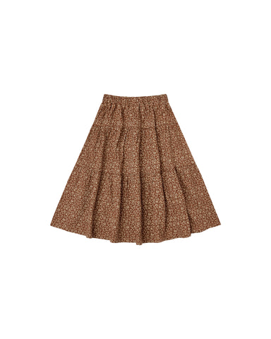 Rylee & Cru Chocolate Floral Tiered Midi Skirt