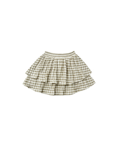 Rylee & Cru Olive Gingham Tiered Mini Skirt