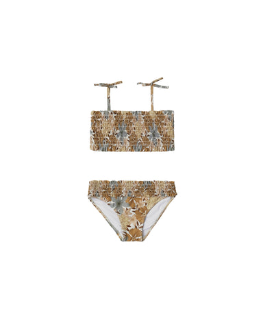 Rylee & Cru Safari Floral Smocked Bikini