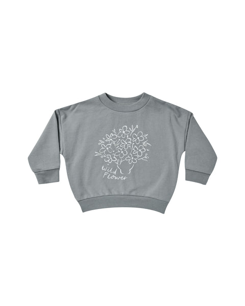 Rylee & Cru Dusty Blue Wildflower Sweatshirt