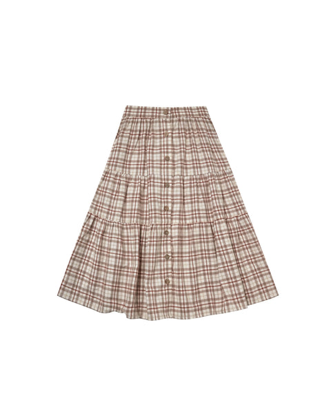 Rylee & Cru Mocha Plaid Joelle Skirt