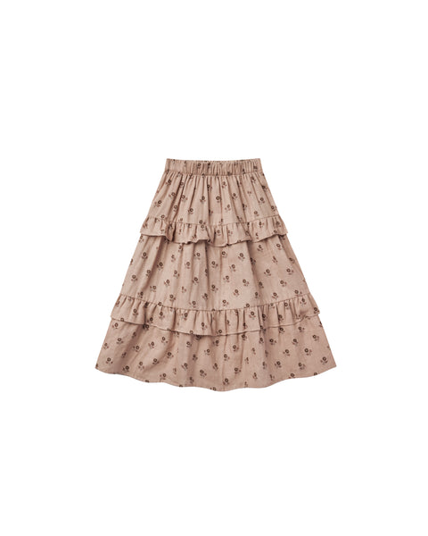 Rylee & Cru English Rose Ruffled Midi Skirt