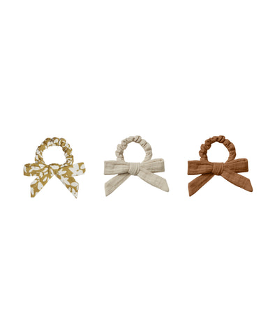 Rylee & Cru Wine, Gold, Stone Little Bow Scrunchie Set