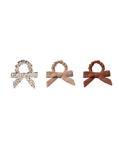 Rylee & Cru Wine, Stone, Rose Little Bow Scrunchie Set