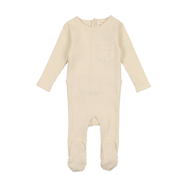 Lil Legs Cream Pocket Ribbed Footie