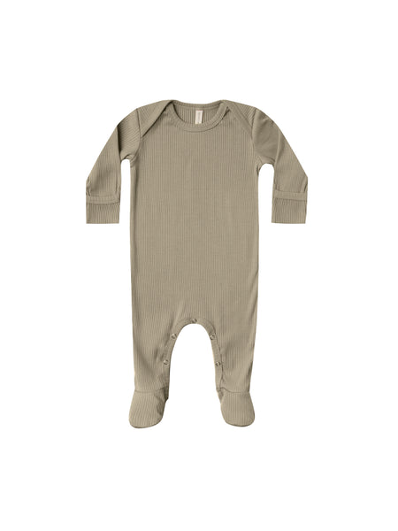 Quincy Mae Olive Ribbed Footie