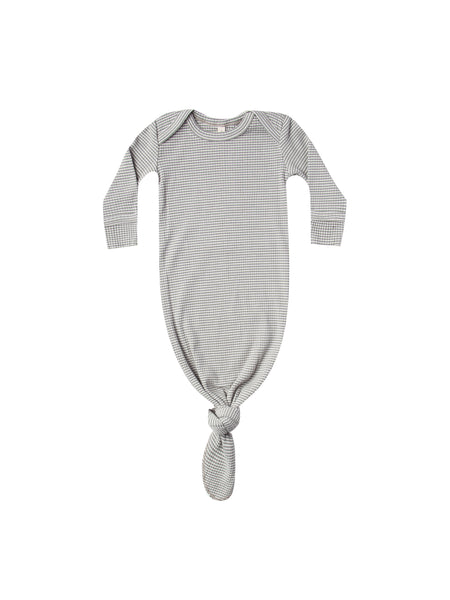 Quincy Mae Eucalyptus Stripe Ribbed Knotted Baby Gown