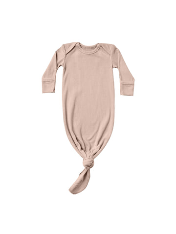 Quincy Mae Petal Ribbed Knotted Baby Gown