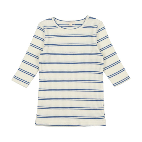 Lil Legs White/Royal Blue Stripe Big Girl Tee