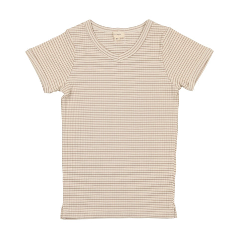 Lil Legs Tan Stripe Rib V-Tee