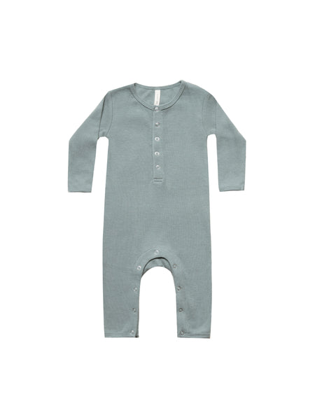 Quincy Mae Sea Ribbed Baby Jumpsuit