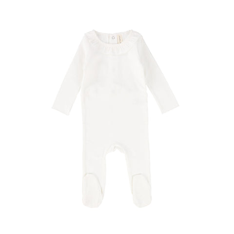 Lil Legs White Ruffle Collar Footie