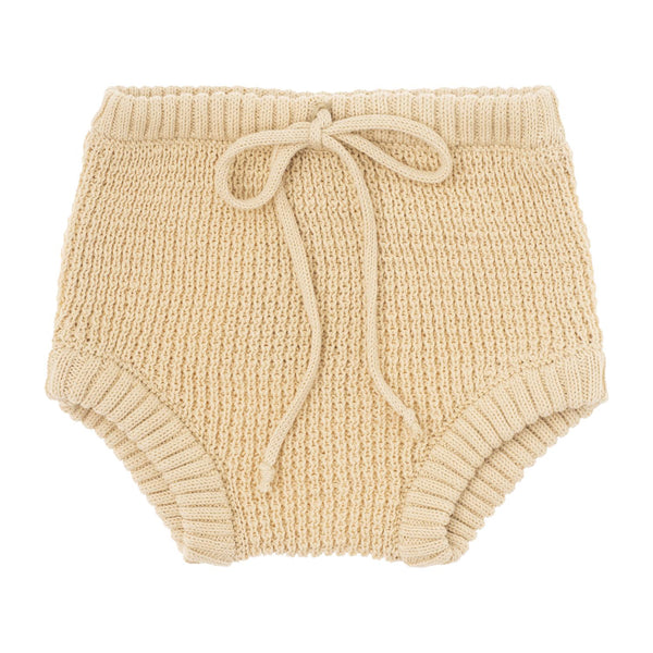 Tocoto Vintage Off White Cotton Yarn Cardigan & Bloomer Set