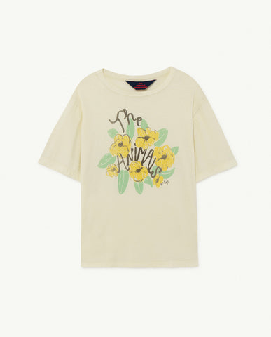 TAO Rooster White Flowers Oversized Kids T-Shirt