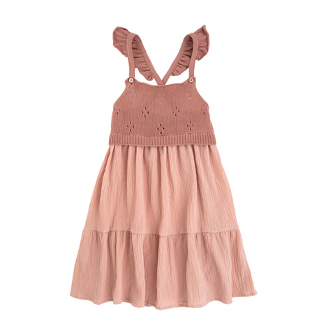 Tocoto Vintage Dark Pink Combined Knit Dress